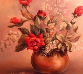 Живопись - картина масло "Красные розы"