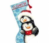 Шитье, вязание - Набор для вышивки Носок для подарков Обнимающиеся Пингвины.