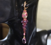 Комплекты украшений - Серьги с бусинами тенша и кристаллами Сваровски Розовое счастье