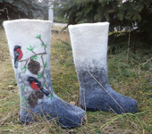 Обувь ручной работы - валенки ручной валки женские для улицы снегирь