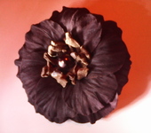 Броши - Брошь цветок из кожи (замши) "Шоколад"