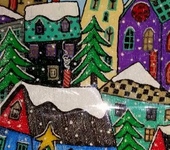 Живопись - Картина 3D ручкой «Зима в городке»