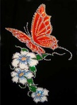 Картины со стразами - Бабочка на цветке