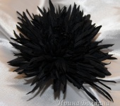 Украшения для волос - Шелковая черная хризантема "Black magic" (заколка-брошь)