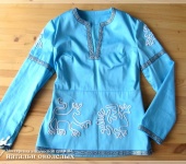 Блузки - Блуза с рязанскими мотивами (бирюзовая)