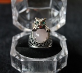 Кольца - Серебряное кольцо с агатом "Ягуар"