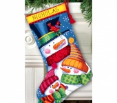 Шитье, вязание -  Набор для вышивки Носок для подарков Снеговики.