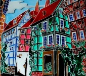 Витражи - Витражная картина "Улочка в Страсбурге"
