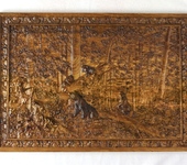 Элементы интерьера - Картина из дерева "Мишки в сосновом лесу"
