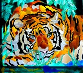 Витражи - Витражная картина "Тигр"