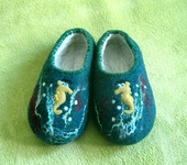 Обувь ручной работы - тапочки из шерсти"Морские коники"