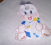 Для новорожденных - Машинная вышивка на детском пододеяльнике наволочке