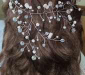 Украшения для волос - Веточка для волос посеребренная для невесты