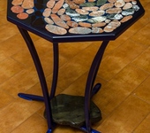 Мебель - Столик из яшмы и мрамора мозаичный кофейный