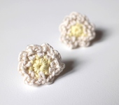 Серьги - Серьги-гвоздики цветы белые