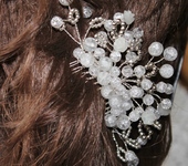 Комплекты украшений - Гребень для волос со снежным кварцем "Невеста"