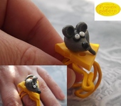 Кольца - Кольцо "Мышь и сыр" из силикона