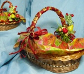 Элементы интерьера - Плетеная корзина из лозы декорированная "Лето"
