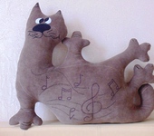 Подушки, одеяла, покрывала - Подушка игрушка "Музыкальный кот"