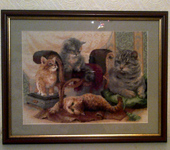 Вышитые картины - Кошачье семейство