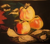 Живопись - Картина рисунок пастелью яблоки