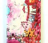 Шали, платки, палантины - Обложка для паспорта кожаная"2 Берега розовая"