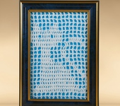 Элементы интерьера - Картина вязаная мини " Лунный кот " в синем