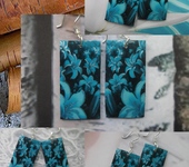 Серьги - Сережки из бересты "Голубые лилии"