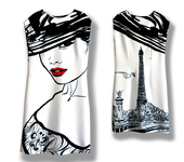 Платья - Платье с лицом девушки на фоне Парижа