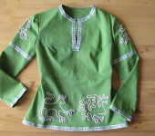 Блузки - Блуза с рязанскими мотивами (зеленая)