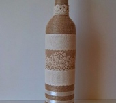 Декоративные бутылки - Винная бутылка,декорированная джутом