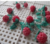 Комплекты украшений - браслет и серьги из силикона "Малина со сливками"