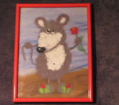 Панно - Картина из шерсти "Мышка"
