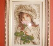 Вышитые картины - Вышитая картина"Девочка с розой"