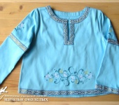 Одежда для девочек - Туника бирюзовая с вышивкой