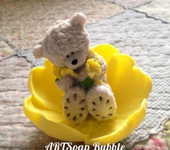 Мыло ручной работы - Мыльный мишка тедди в цветке