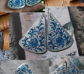 Серьги - Сережки из бересты "Морозные узоры" ручная роспись