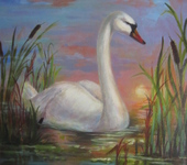 Живопись - Картина " Лебедь"