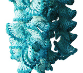 Шарфы - Шарф из шерсти "Морская волна", вязаный, голубого цвета