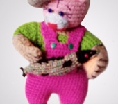 Вязаные куклы - Медведь со щукой