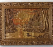 Элементы интерьера - Картина (панно) из дерева "Пейзаж с озером"