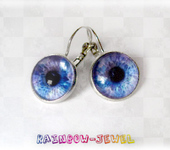 Серьги - Серьги глаза фиолетовые зрачок 14мм кабошон стекло