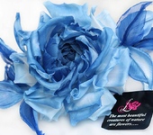 Броши - Брошь-заколка роза «Голубой Топаз». Цветы из ткани