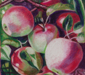 Живопись - Картина рисунок пастелью яблоки