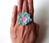 Кольца - Кольцо голубое с розовым центром