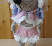 Вязаные куклы - Вязаная мышь Шушуня в пижамке и чепчике