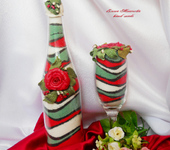 Декоративные бутылки - Интерьерная композиция Алая роза