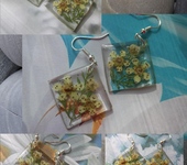 Серьги - Сережки из смолы с цветами боярышника