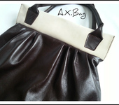 Сумки, рюкзаки - Женская сумка темно-коричневая с бежевым (складки)