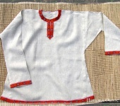 Футболки, майки - Рубаха льняная в славянском стиле (с красной тесьмой)